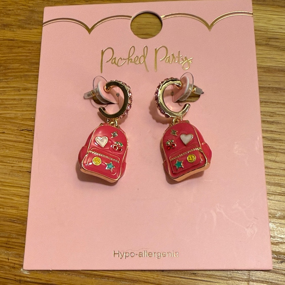 Pretty Pink whimsical Earrings by “Packed Party” NWT I have a total of 4 listed